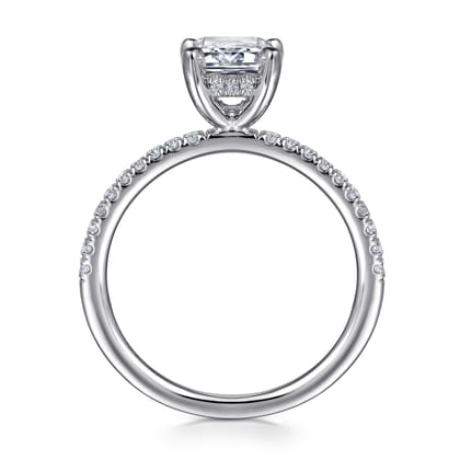 Stasia - 14K White Gold Emerald Cut Diamond Engagement Ring
