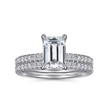 Stasia - 14K White Gold Emerald Cut Diamond Engagement Ring