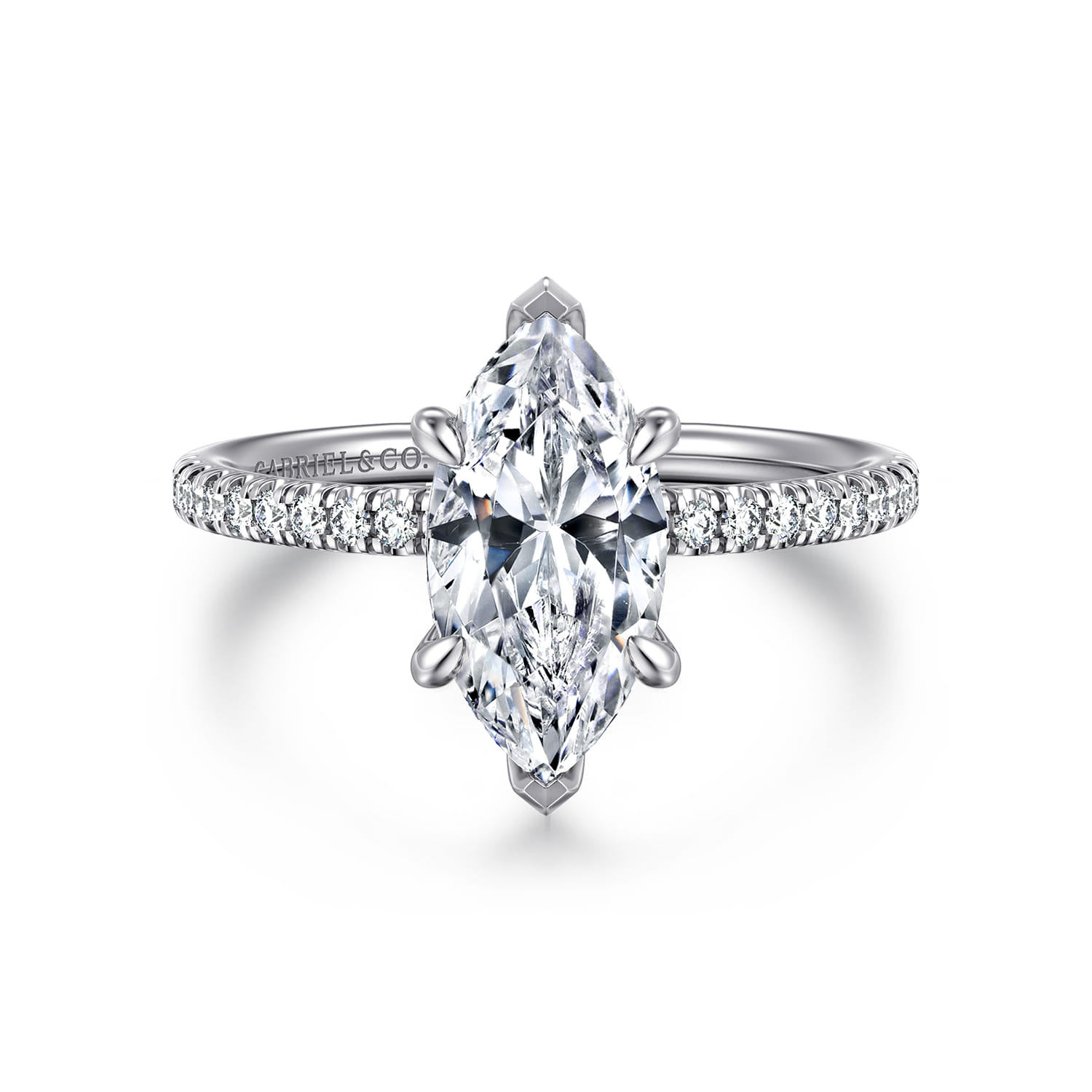 Stasia - 14K White Gold Marquise Shape Diamond Engagement Ring