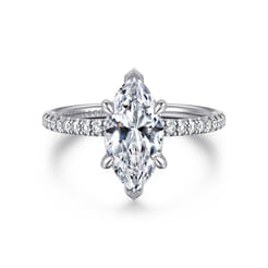 Stasia - 14K White Gold Marquise Shape Diamond Engagement Ring