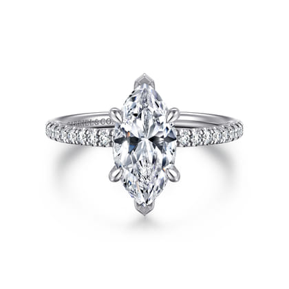 Stasia - 14K White Gold Marquise Shape Diamond Engagement Ring