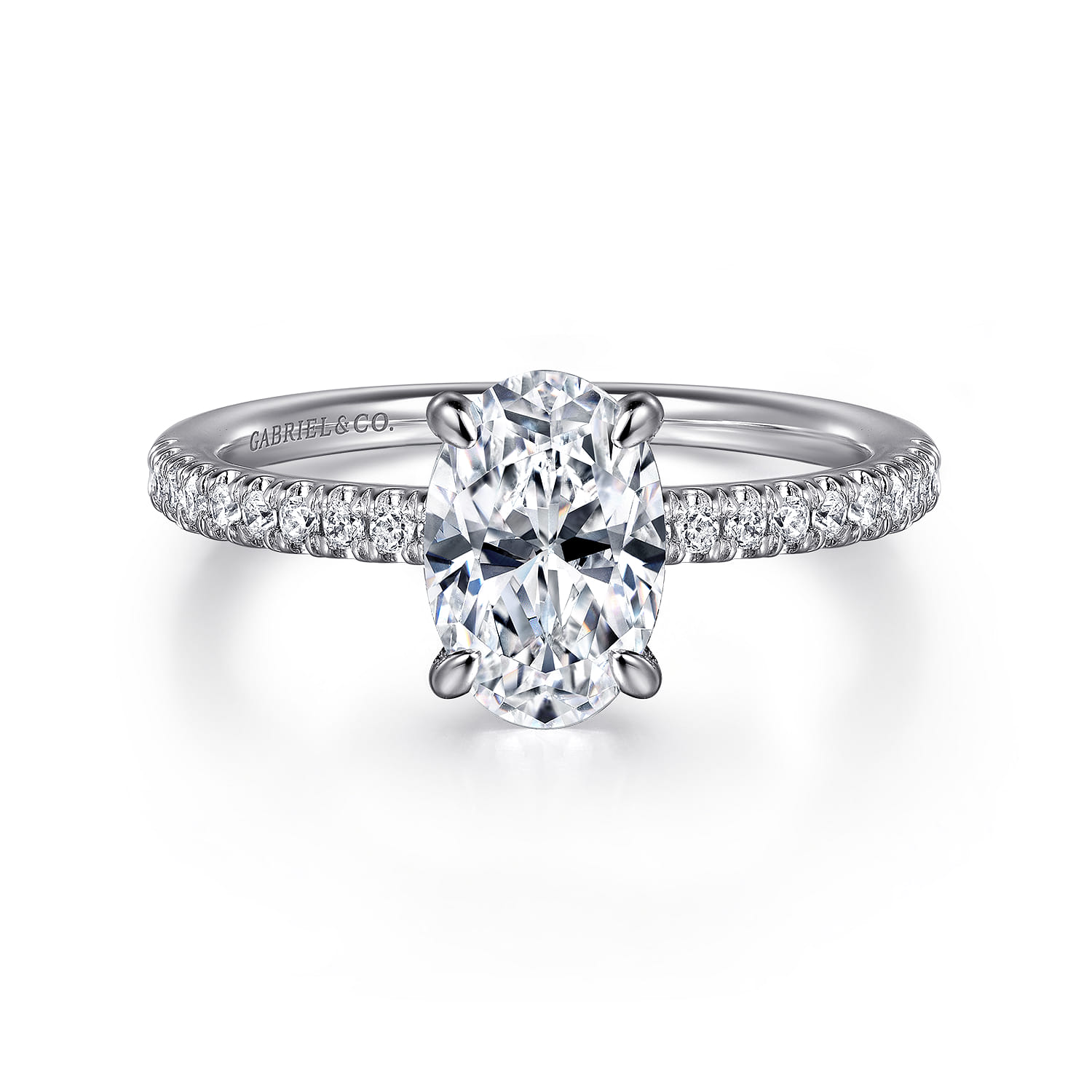 Stasia - 14K White Gold Oval Cut Diamond Engagement Ring