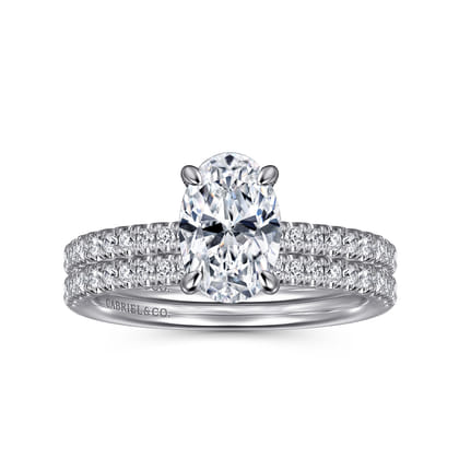 Stasia - 14K White Gold Oval Cut Diamond Engagement Ring