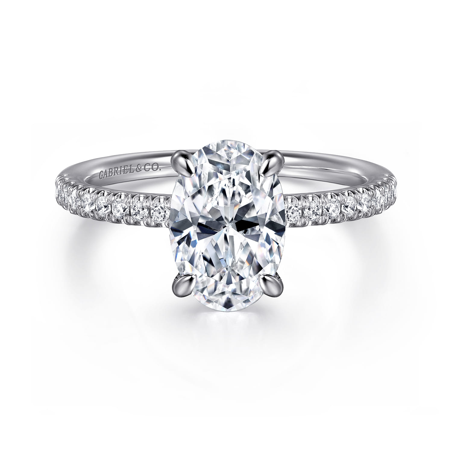 Stasia - 14K White Gold Oval Cut Diamond Engagement Ring