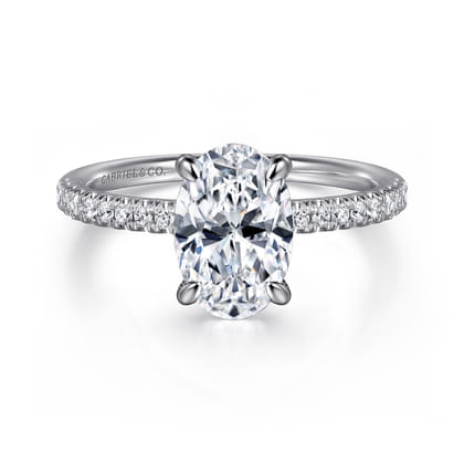 Stasia - 14K White Gold Oval Cut Diamond Engagement Ring