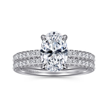 Stasia - 14K White Gold Oval Cut Diamond Engagement Ring