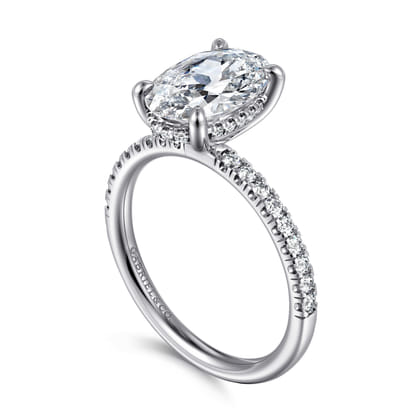 Stasia - 14K White Gold Oval Cut Diamond Engagement Ring