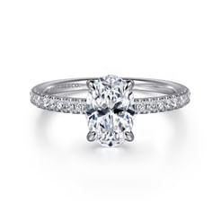 14K White Gold Oval Diamond Engagement Ring