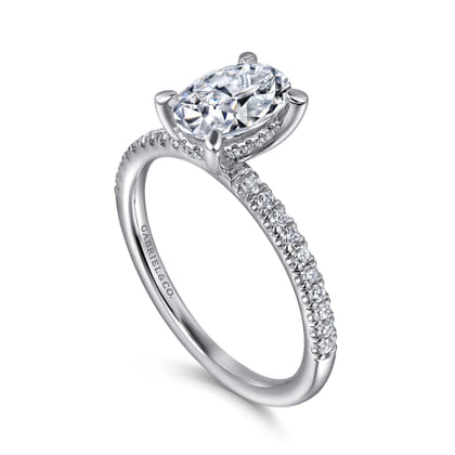 Stasia - 14K White Gold Oval Diamond Engagement Ring