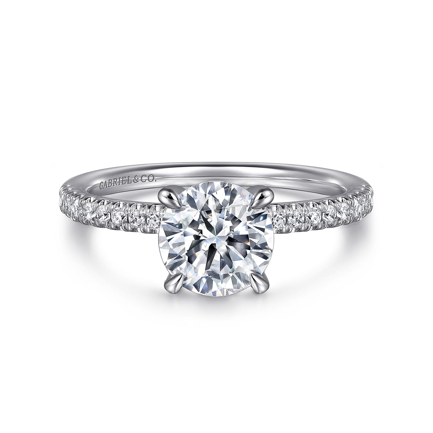 Stasia - 14K White Gold Round Cut Diamond Engagement Ring