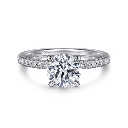 Stasia - 14K White Gold Round Cut Diamond Engagement Ring