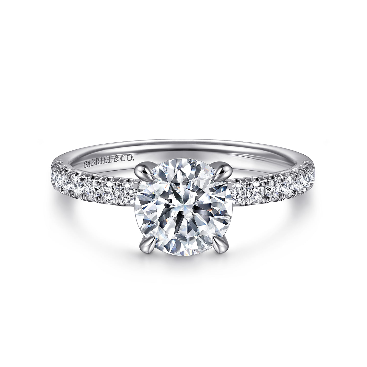 Stasia - 14K White Gold Round Cut Diamond Engagement Ring