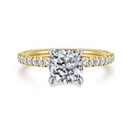 Stasia - 14K White-Yellow Gold Cushion Cut Diamond Engagement Ring