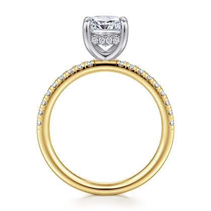 Stasia - 14K White-Yellow Gold Cushion Cut Diamond Engagement Ring