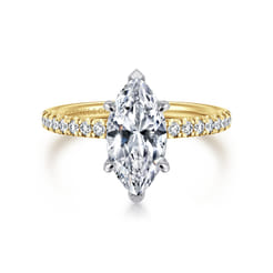 Stasia - 14K White-Yellow Gold Marquise Shape Diamond Engagement Ring