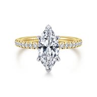 Stasia - 14K White-Yellow Gold Marquise Shape Diamond Engagement Ring