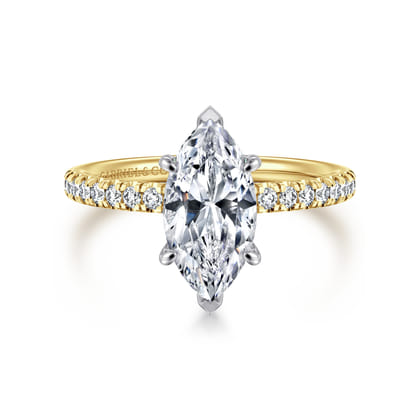 Stasia - 14K White-Yellow Gold Marquise Shape Diamond Engagement Ring
