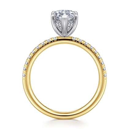 Stasia - 14K White-Yellow Gold Marquise Shape Diamond Engagement Ring