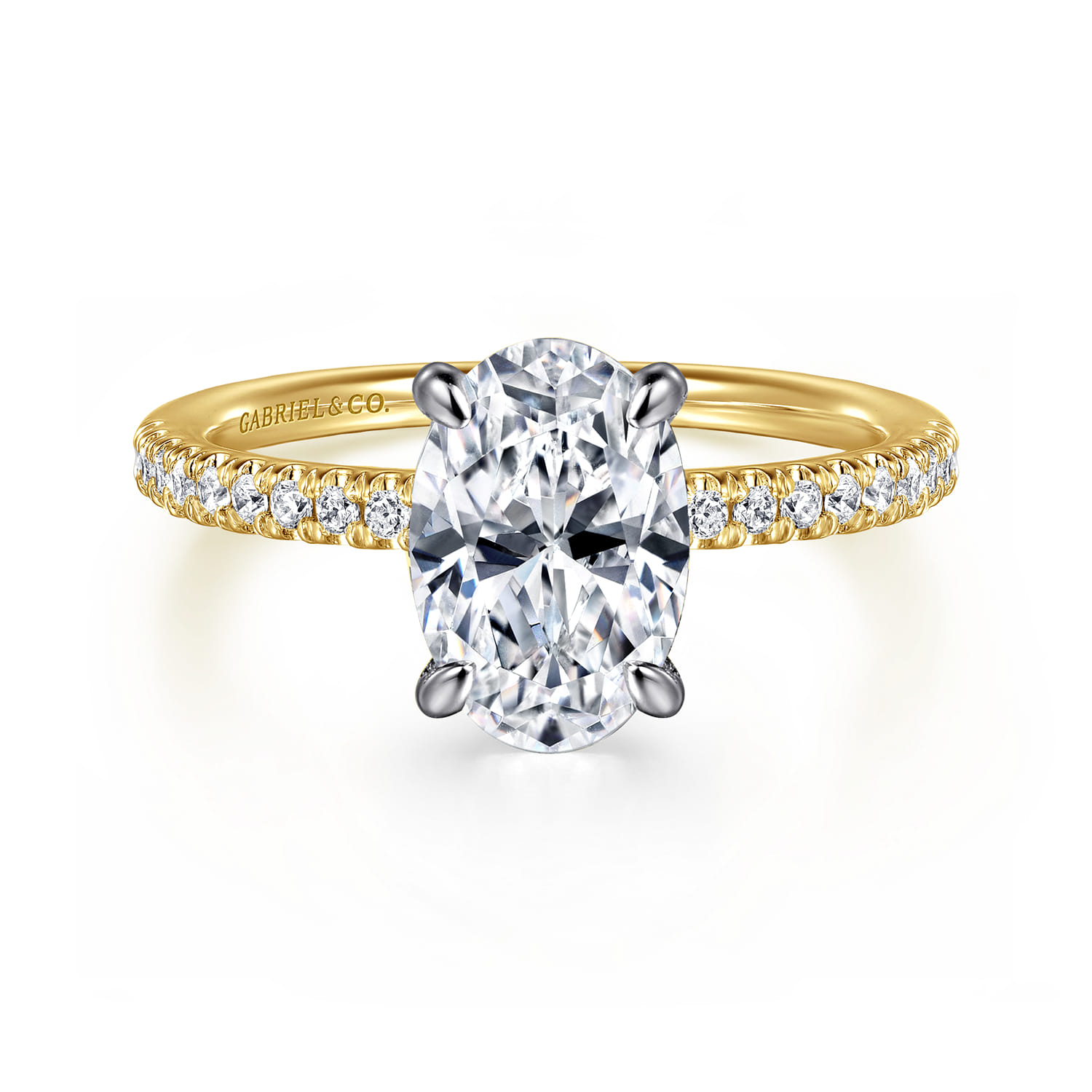 Stasia - 14K White-Yellow Gold Oval Cut Diamond Engagement Ring
