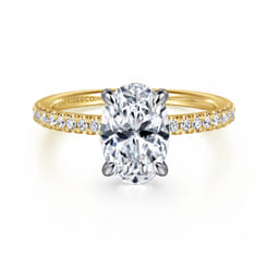 Stasia - 14K White-Yellow Gold Oval Cut Diamond Engagement Ring
