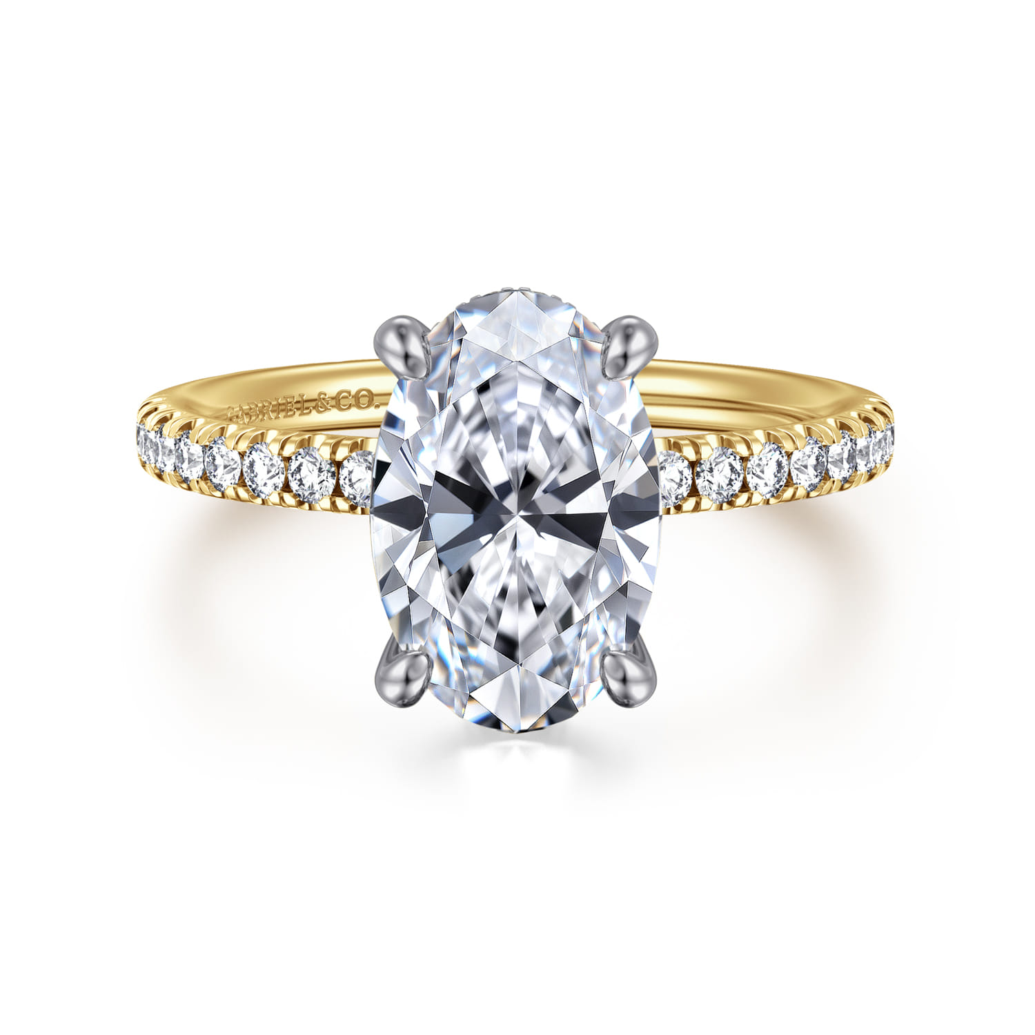 Stasia - 14K White-Yellow Gold Oval Cut Diamond Engagement Ring