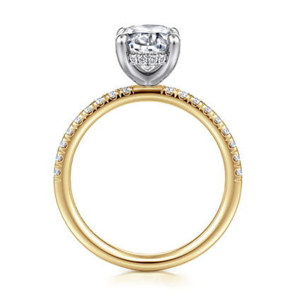 Stasia - 14K White-Yellow Gold Oval Cut Diamond Engagement Ring