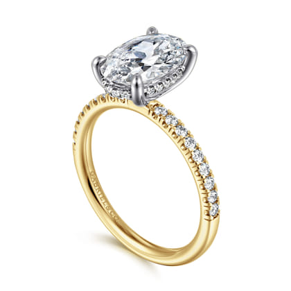 Stasia - 14K White-Yellow Gold Oval Cut Diamond Engagement Ring