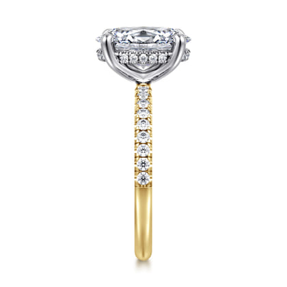 Stasia - 14K White-Yellow Gold Oval Cut Diamond Engagement Ring
