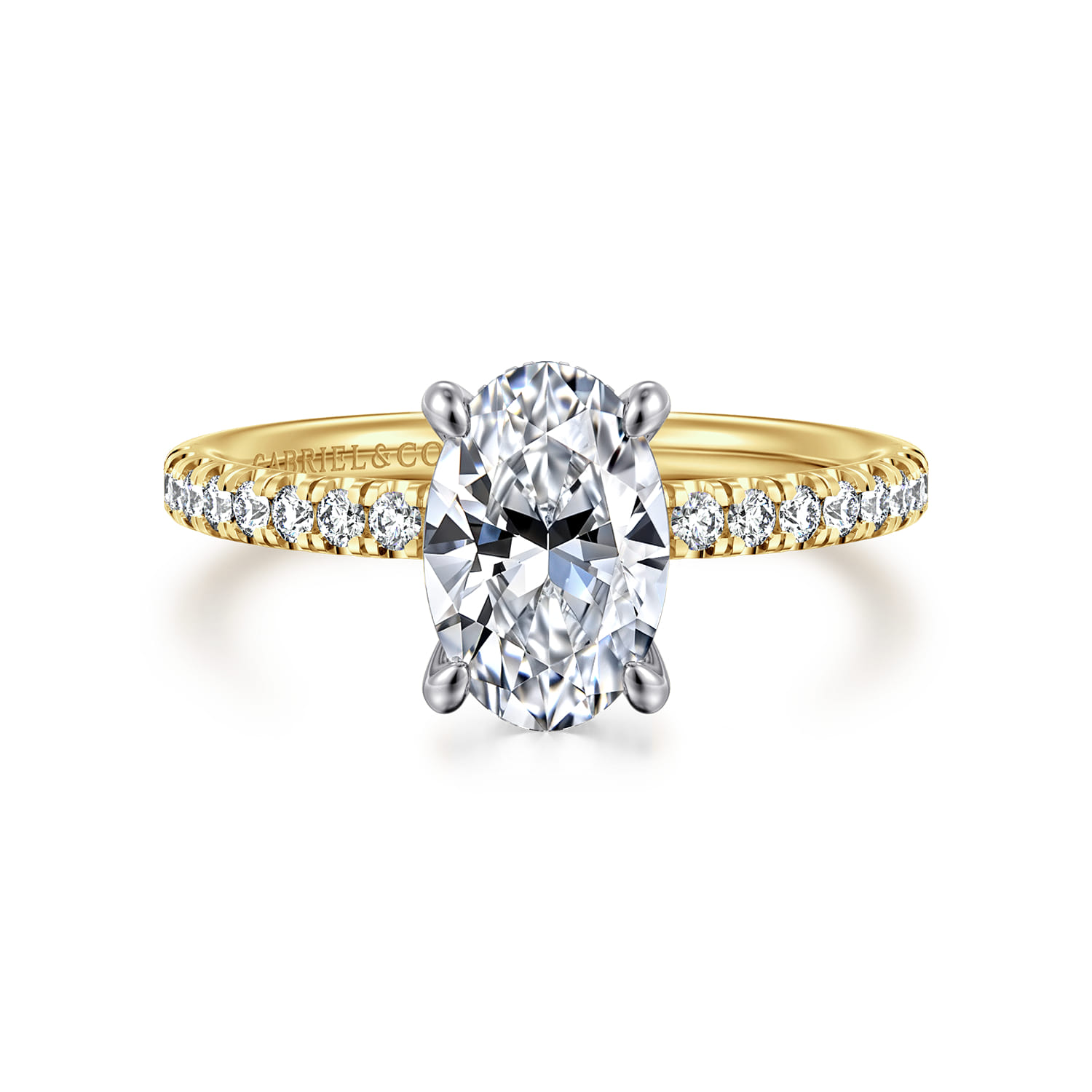 Stasia - 14K White-Yellow Gold Oval Cut Diamond Engagement Ring