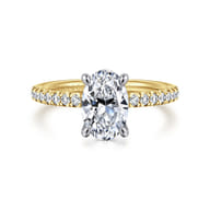 Stasia - 14K White-Yellow Gold Oval Cut Diamond Engagement Ring
