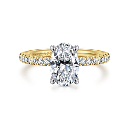 Stasia - 14K White-Yellow Gold Oval Cut Diamond Engagement Ring