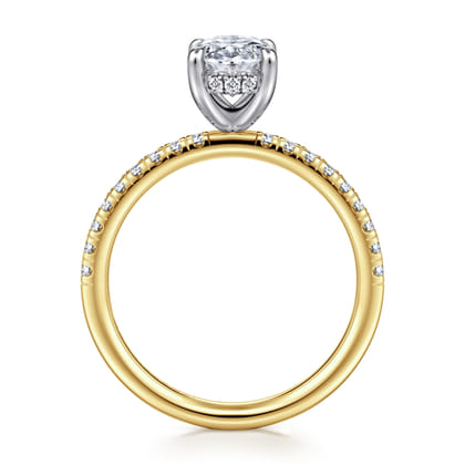 Stasia - 14K White-Yellow Gold Oval Cut Diamond Engagement Ring