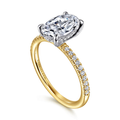 Stasia - 14K White-Yellow Gold Oval Diamond Engagement Ring