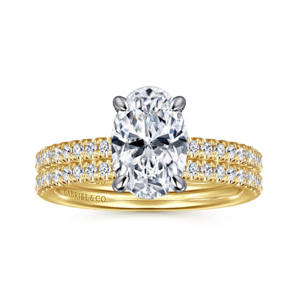 Stasia - 14K White-Yellow Gold Oval Diamond Engagement Ring