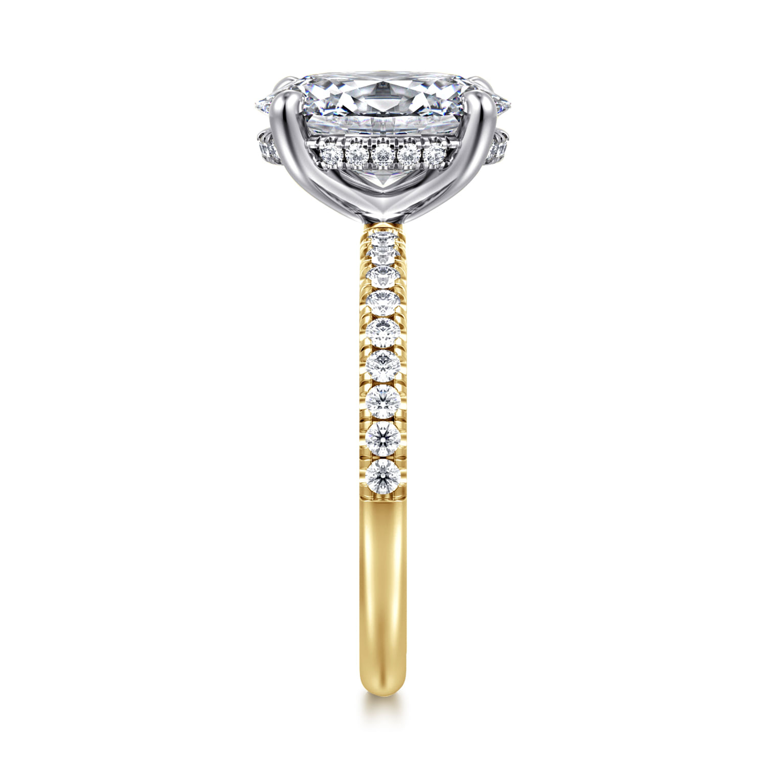 Stasia - 14K White-Yellow Gold Oval Diamond Engagement Ring