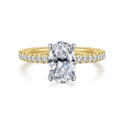 Stasia - 14K White-Yellow Gold Oval Diamond Engagement Ring