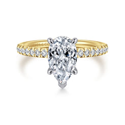 Stasia - 14K White-Yellow Gold Pear Shape Diamond Engagement Ring