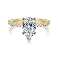 Stasia - 14K White-Yellow Gold Pear Shape Diamond Engagement Ring