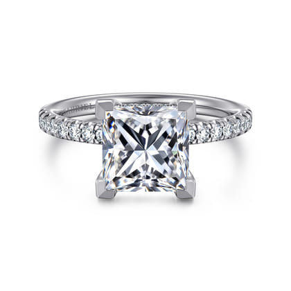 Stasia - 14K White-Yellow Gold Princess Cut Diamond Engagement Ring