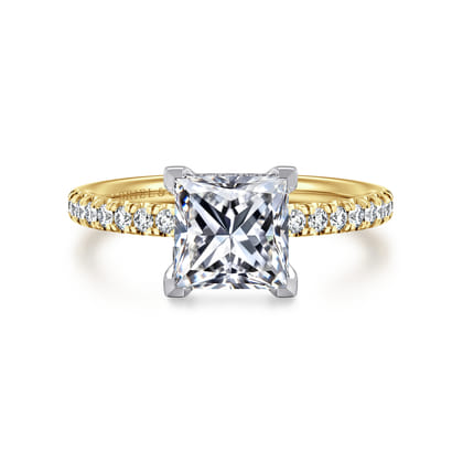 Stasia - 14K White-Yellow Gold Princess Cut Diamond Engagement Ring