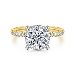 Stasia - 14K White-Yellow Gold Round Cut Diamond Engagement Ring