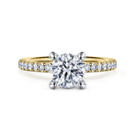 Stasia - 14K White-Yellow Gold Round Cut Diamond Engagement Ring