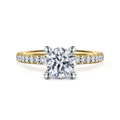 Stasia - 14K White-Yellow Gold Round Cut Diamond Engagement Ring