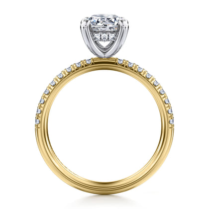 Stasia - 14K White-Yellow Gold Round Cut Diamond Engagement Ring