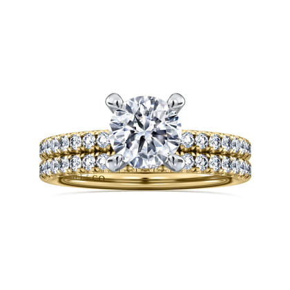 Stasia - 14K White-Yellow Gold Round Cut Diamond Engagement Ring