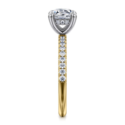Stasia - 14K White-Yellow Gold Round Cut Diamond Engagement Ring