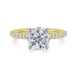 Stasia - 14K White-Yellow Gold Round Cut Diamond Engagement Ring