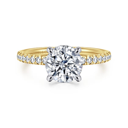 Stasia - 14K White-Yellow Gold Round Cut Diamond Engagement Ring