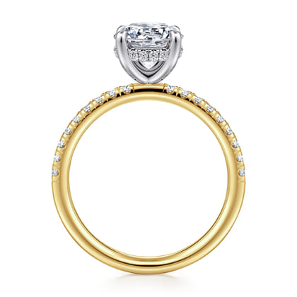 Stasia - 14K White-Yellow Gold Round Cut Diamond Engagement Ring