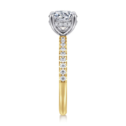 Stasia - 14K White-Yellow Gold Round Cut Diamond Engagement Ring